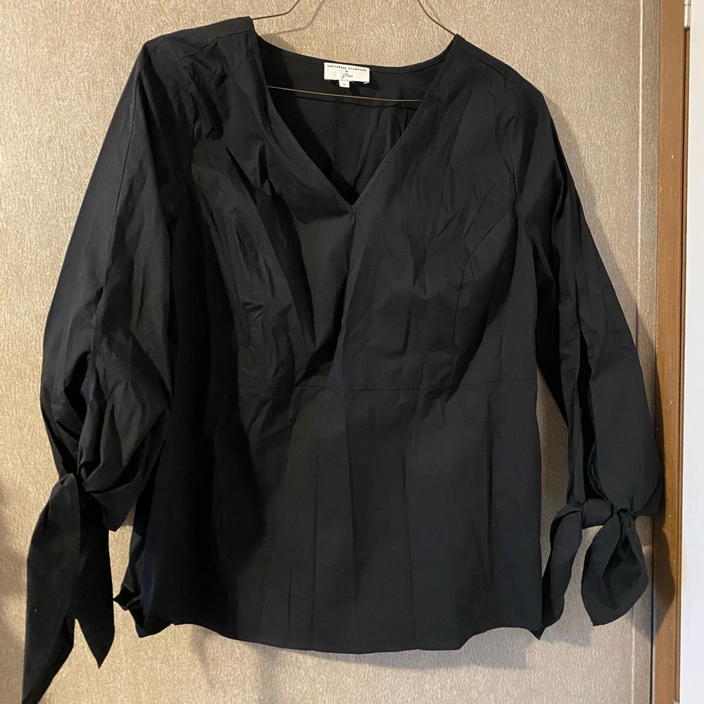 Universal Standard JCrew Poplin Tie-sleeve shirt